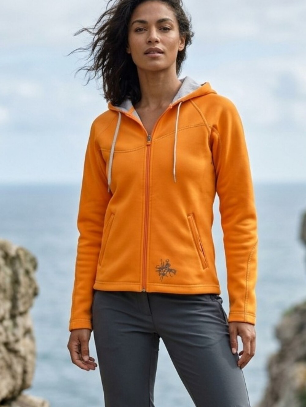 Helly Hansen Full Zip Scuba Hoodie Orange & Gray Limited Edition